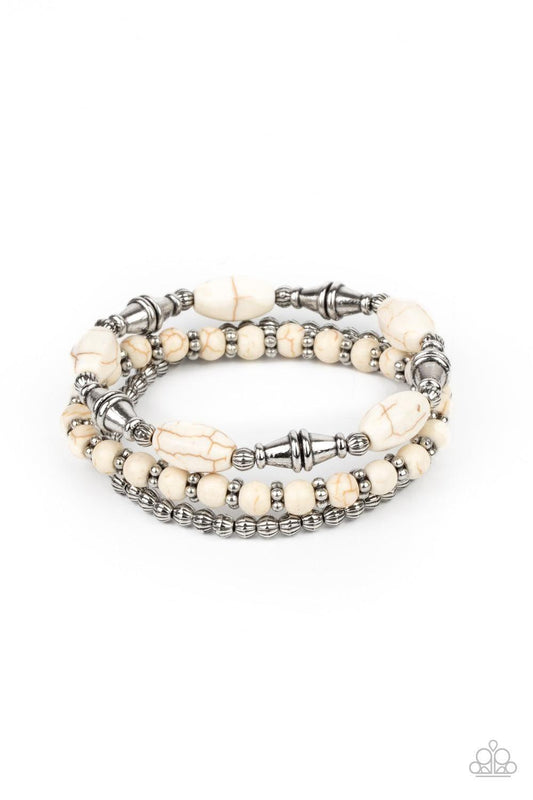 Paparazzi Accessories - Sahara Sanctuary - White Bracelet - Bling by JessieK