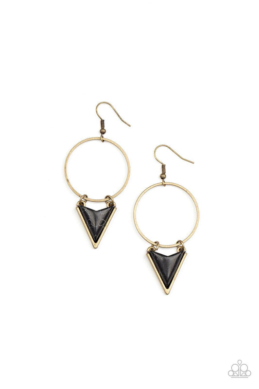 Paparazzi Accessories - Sahara Shark - Brass Earrings - Bling by JessieK