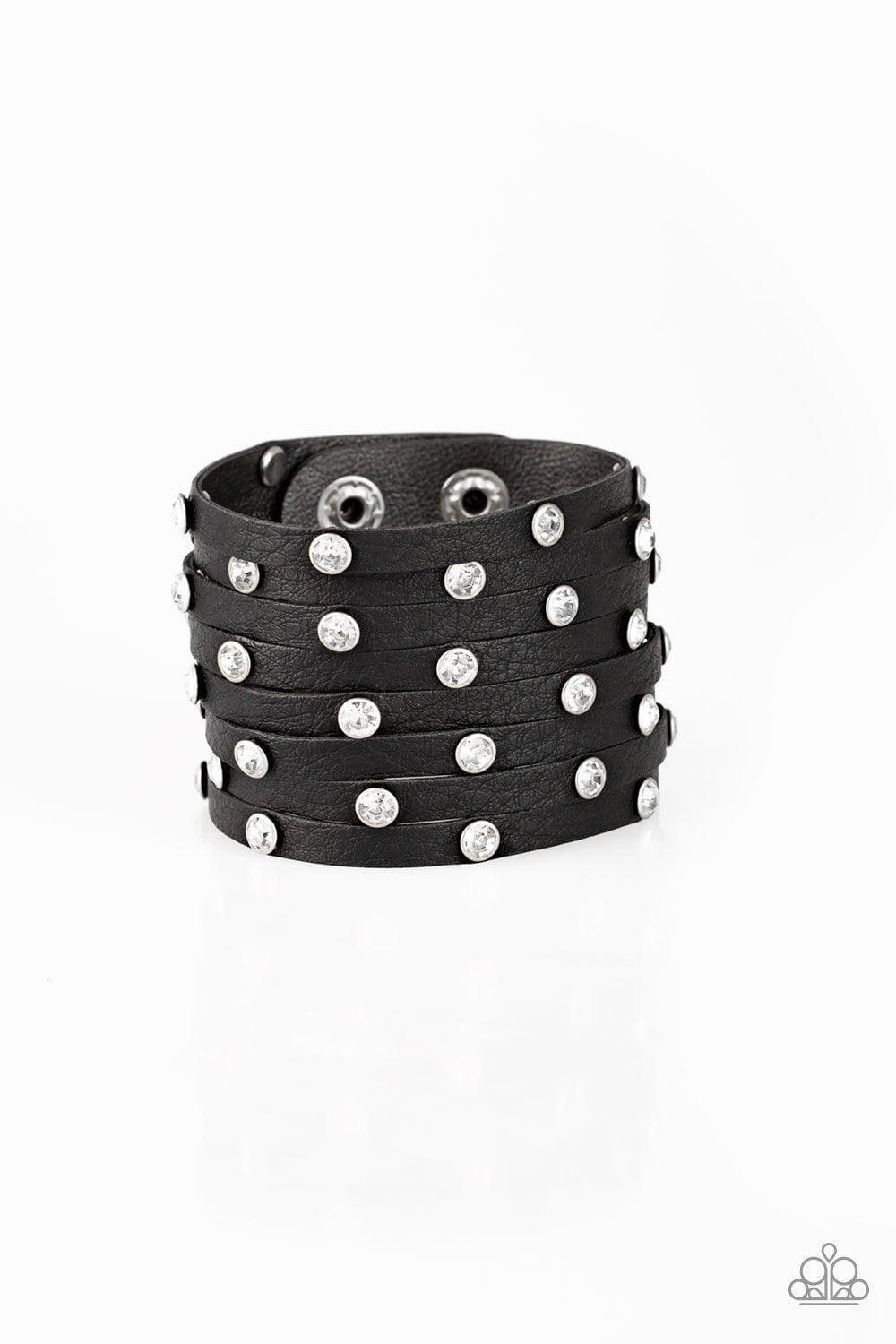Paparazzi Accessories - Sass Squad Black Snap Wrap Bracelet - Bling by JessieK