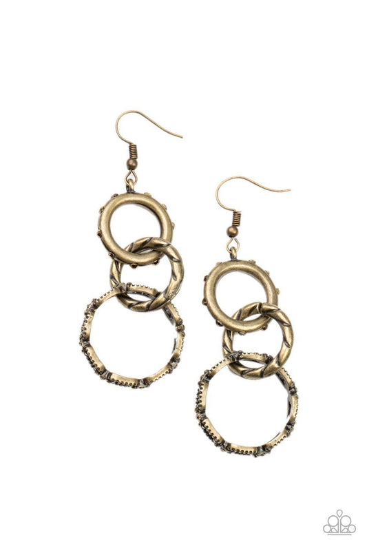 Paparazzi Accessories - Shameless Shine - Brass Earrings - Bling by JessieK