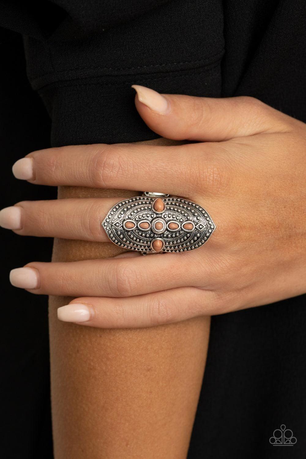 Paparazzi Accessories - Shield In Place - Brown Ring - Bling by JessieK