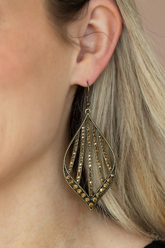 Paparazzi Accessories - Showcase Sparkle - Brass Earrings - Bling by JessieK