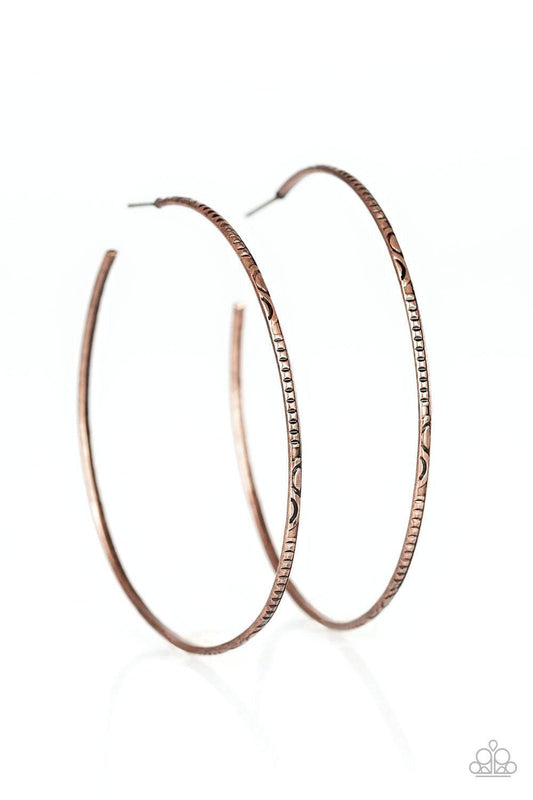 Paparazzi Accessories - Sleek Fleek - Copper Hoop Earrings - Bling by JessieK