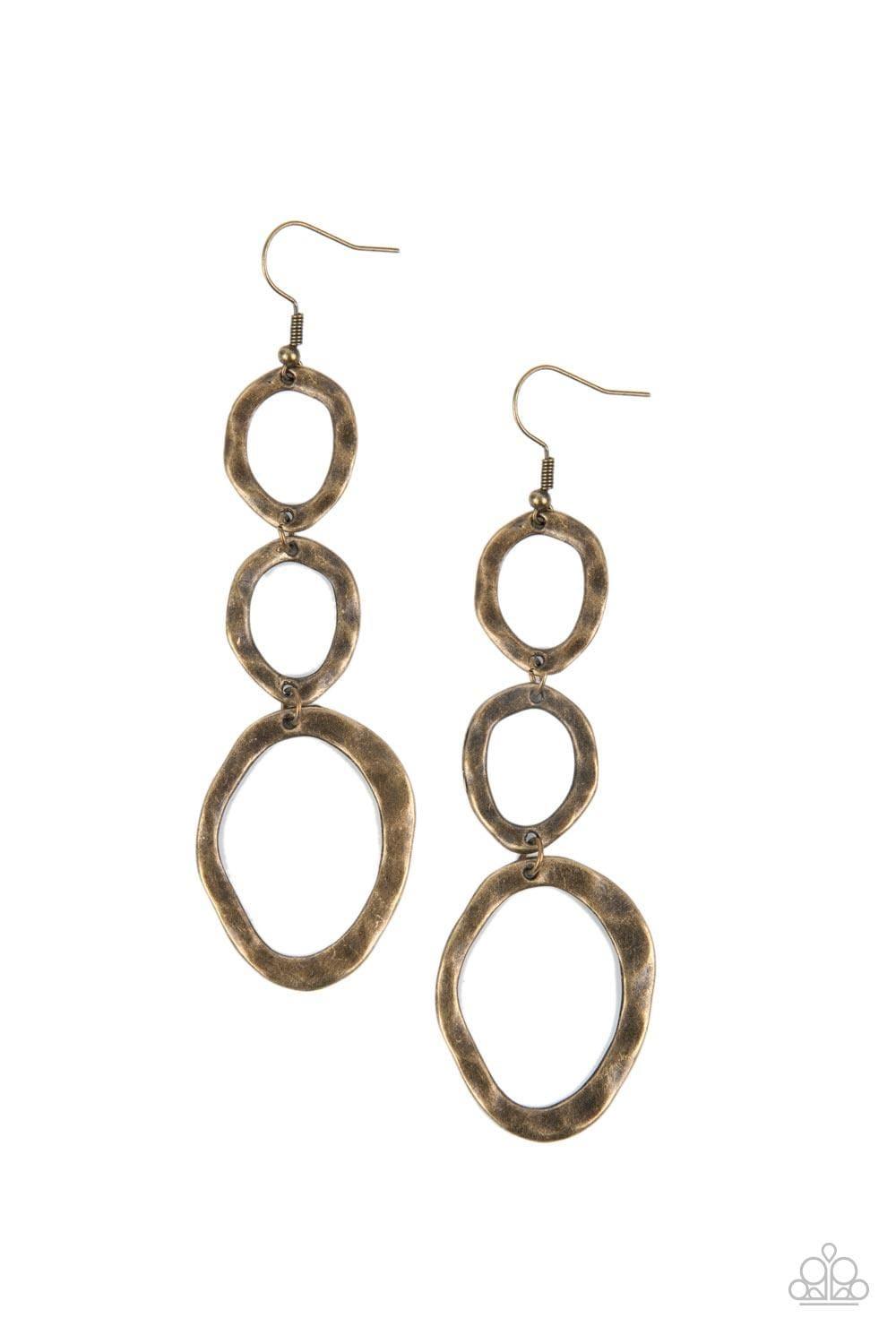 Paparazzi Accessories - So Oval It! - Brass Earrings - Bling by JessieK