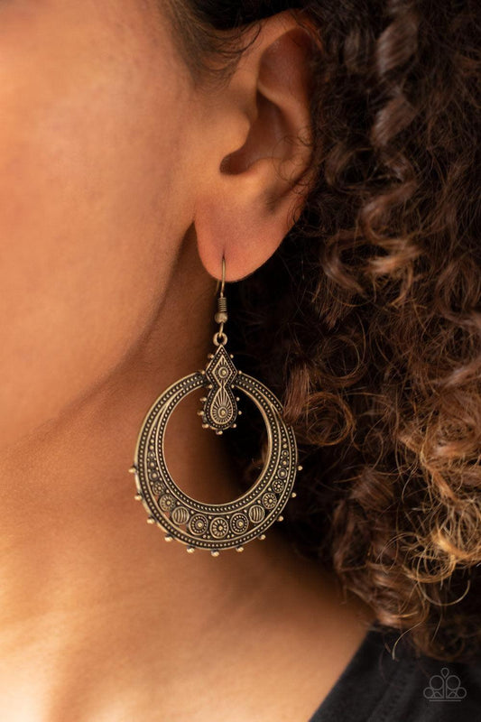 Paparazzi Accessories - Solar Orbit - Brass Earrings - Bling by JessieK