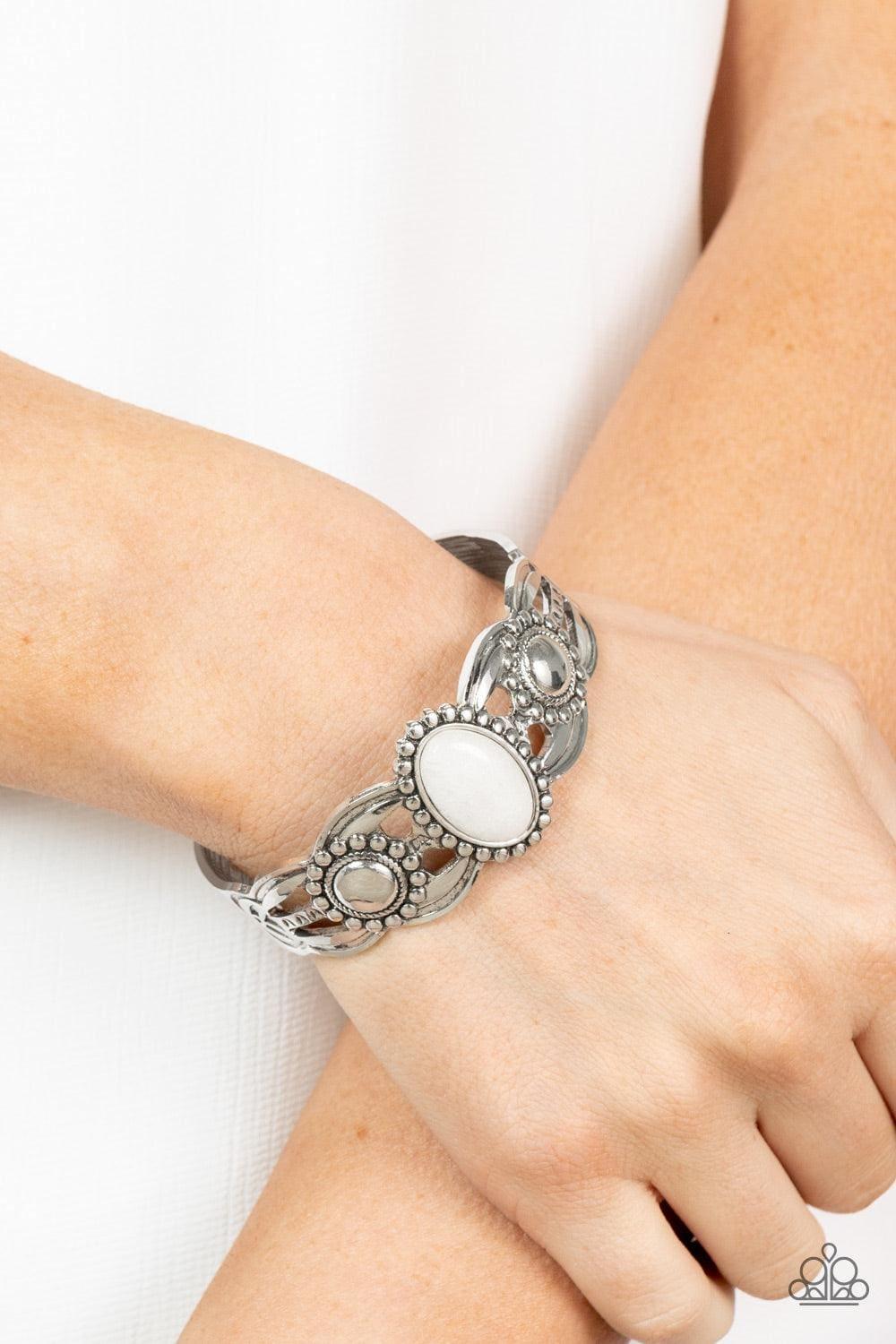 Paparazzi Accessories - Solar Solstice - White Bracelet - Bling by JessieK
