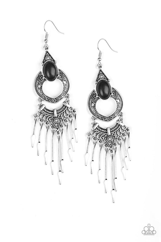 Paparazzi Accessories - Southern Spearhead - Black Earrings - Bling by JessieK
