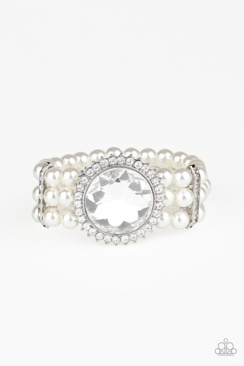 Paparazzi Accessories - Speechless Sparkle - White Bracelet - Bling by JessieK