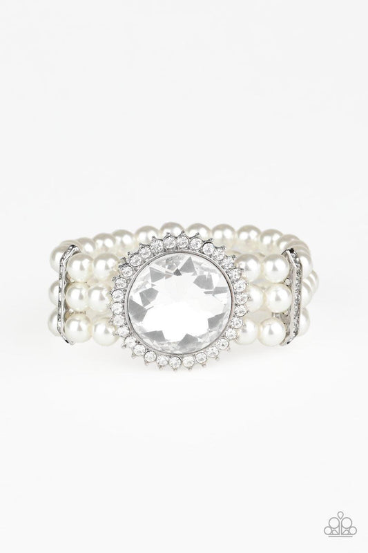 Paparazzi Accessories - Speechless Sparkle - White Bracelet - Bling by JessieK
