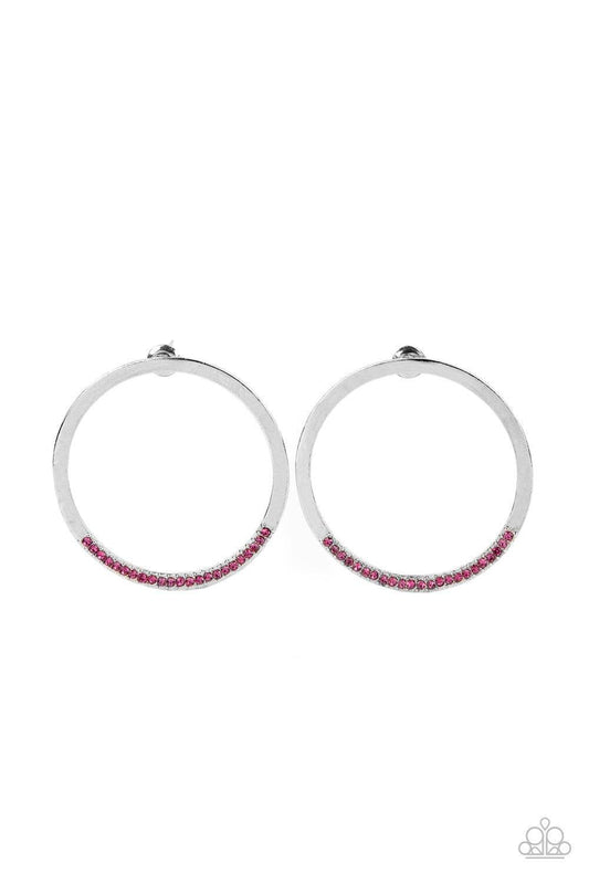 Paparazzi Accessories - Spot On Opulence - Pink Hoop Earrings - Bling by JessieK