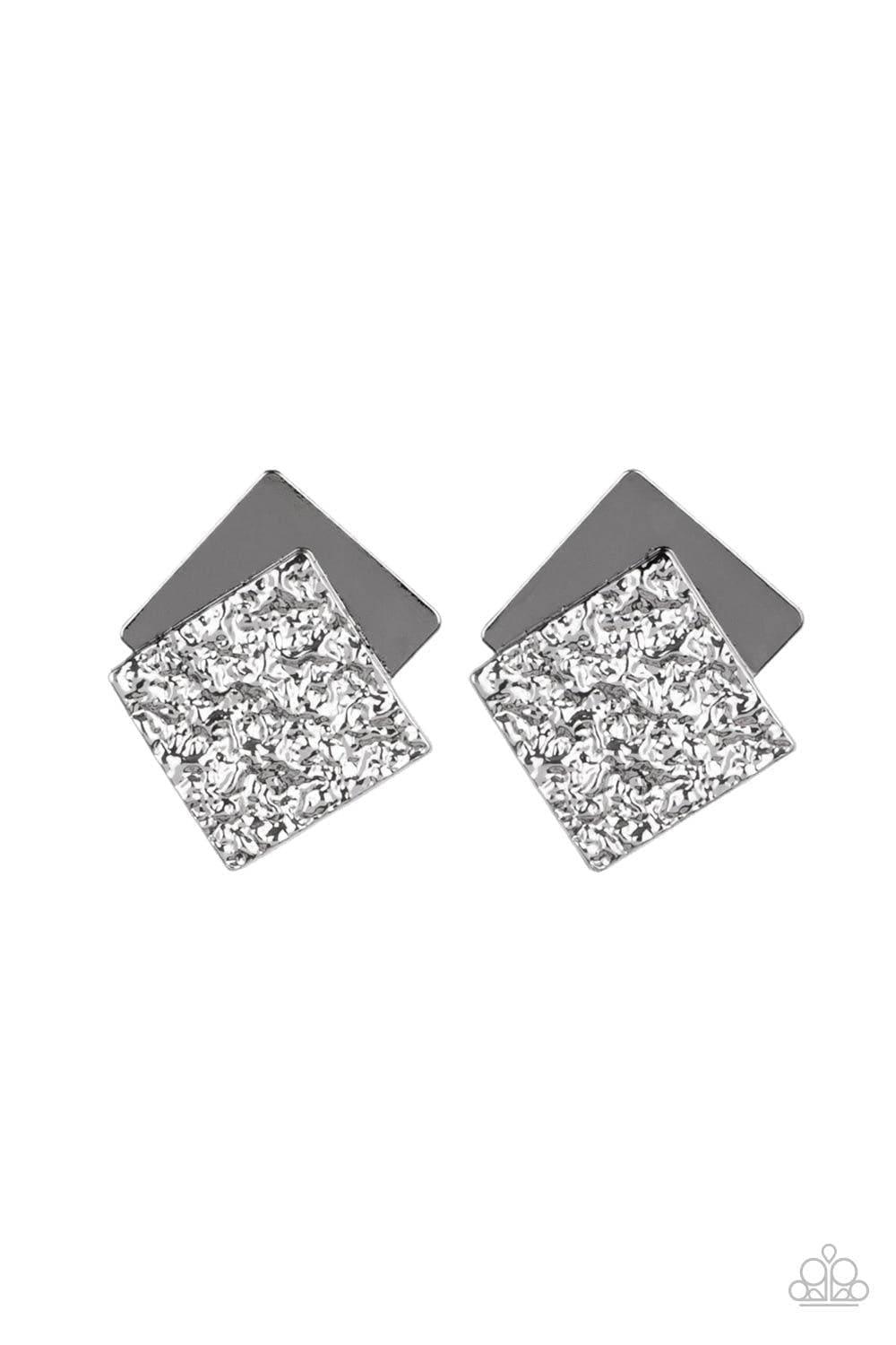 Paparazzi Accessories - Square With Style - Black Stud Earrings - Bling by JessieK