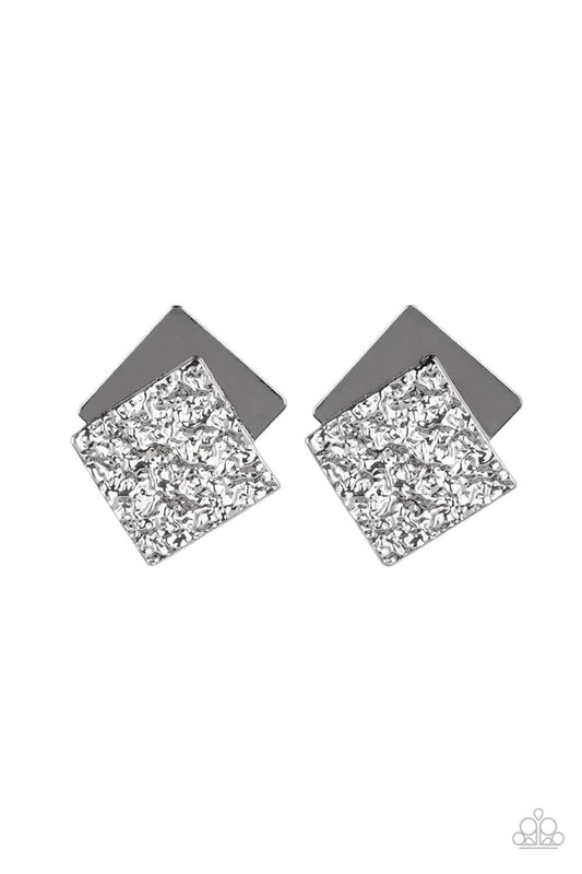 Paparazzi Accessories - Square With Style - Black Stud Earrings - Bling by JessieK