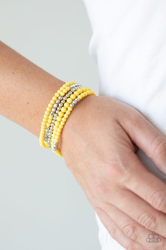 Paparazzi Accessories - Stacked Showcase - Yellow Bracelets - Bling by JessieK