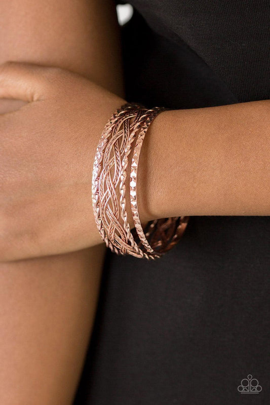 Paparazzi Accessories - Straight Street - Rose Gold Bracelet - Bling by JessieK