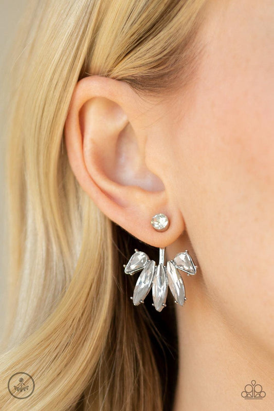 Paparazzi Accessories - Stunningly Striking - White Post Earrings - Bling by JessieK