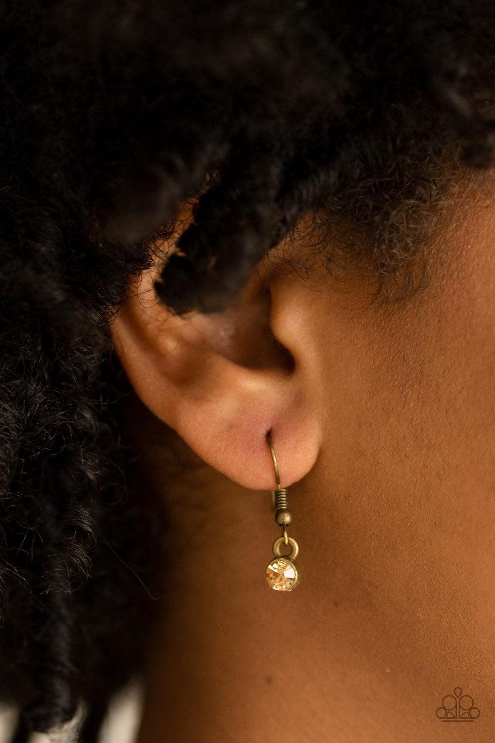 Paparazzi Accessories - Stylishly Square - Brass Dainty Necklace - Bling by JessieK