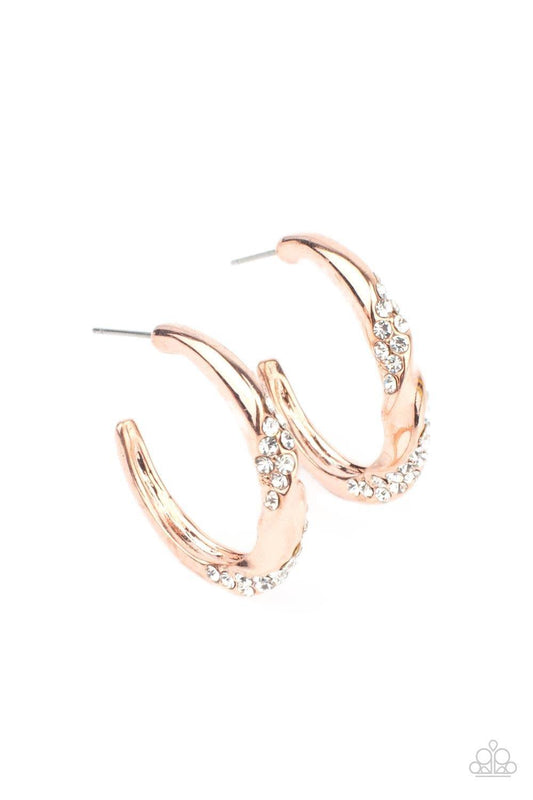 Paparazzi Accessories - Subliminal Shimmer - Copper Dainty Hoop Earrings - Bling by JessieK