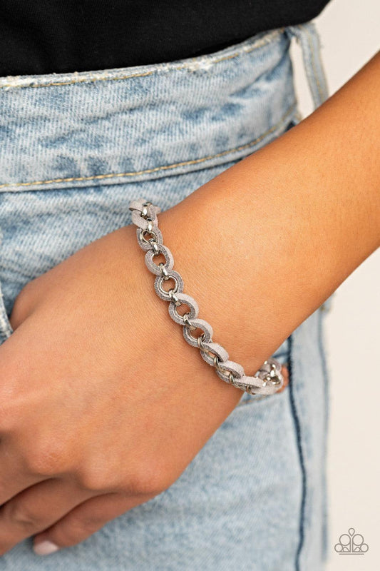 Paparazzi Accessories - Suede Side To Side - Silver Urban Bracelet - Bling by JessieK