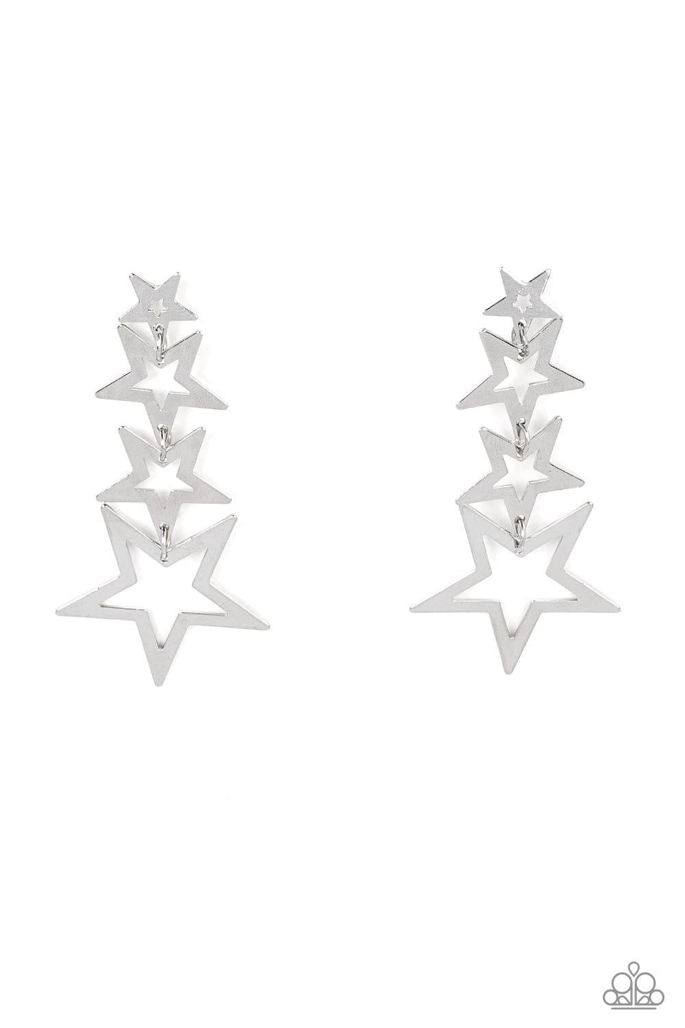 Paparazzi Accessories - Superstar Crescendo - Silver Earrings - Bling by JessieK