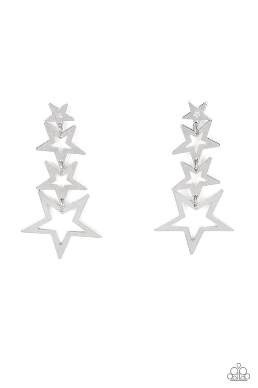 Paparazzi Accessories - Superstar Crescendo - Silver Earrings - Bling by JessieK
