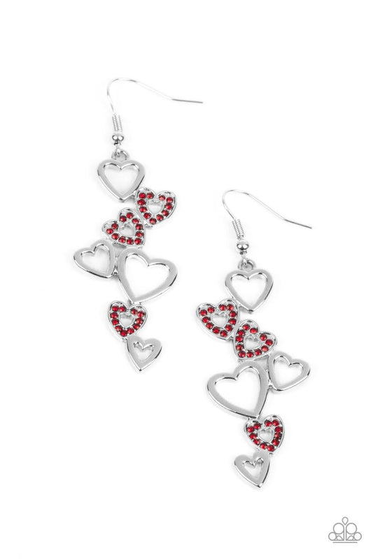 Paparazzi Accessories - Sweetheart Serenade - Red Earrings - Bling by JessieK