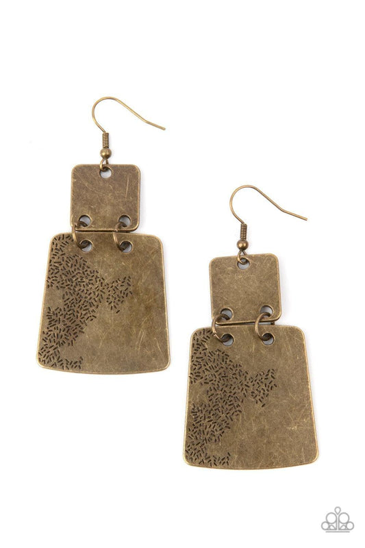 Paparazzi Accessories - Tagging Along - Brass Earrings - Bling by JessieK