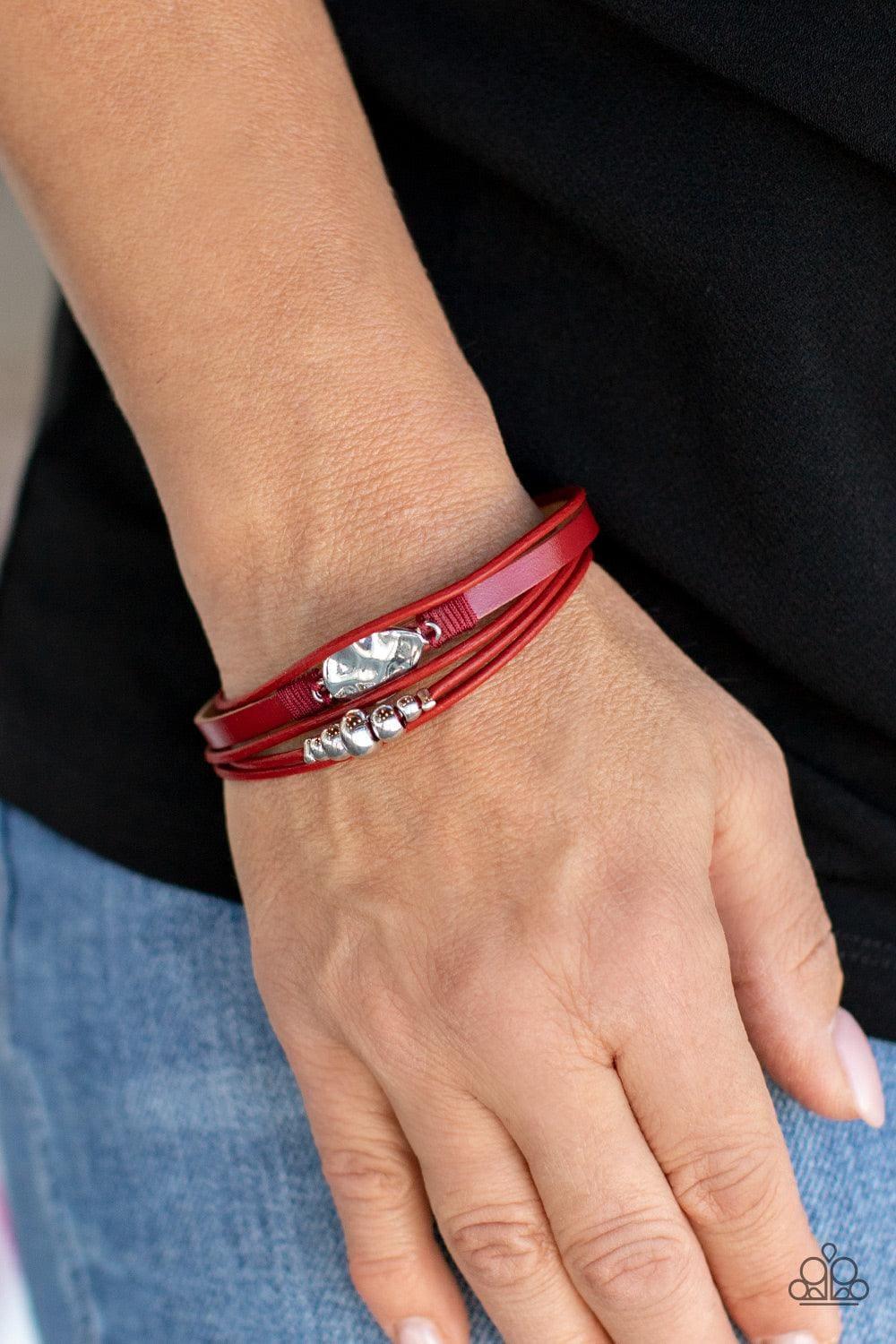 Paparazzi Accessories - Tahoe Tourist - Red Bracelet - Bling by JessieK