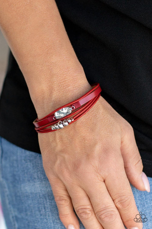 Paparazzi Accessories - Tahoe Tourist - Red Bracelet - Bling by JessieK