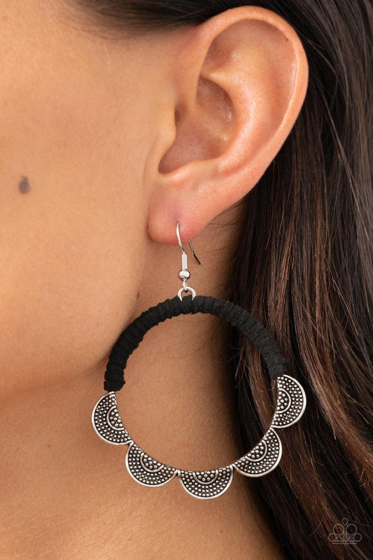 Paparazzi Accessories - Tambourine Trend - Black Earrings - Bling by JessieK