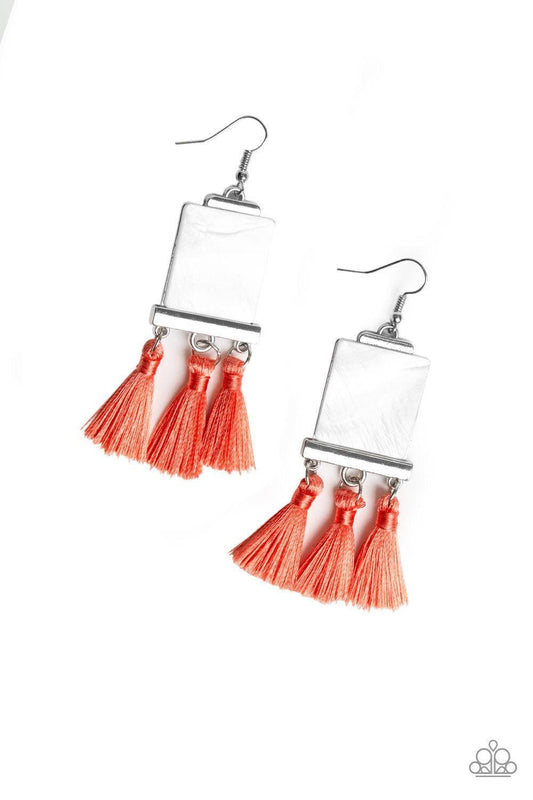 Paparazzi Accessories - Tassel Retreat - Orange Earrings - Bling by JessieK