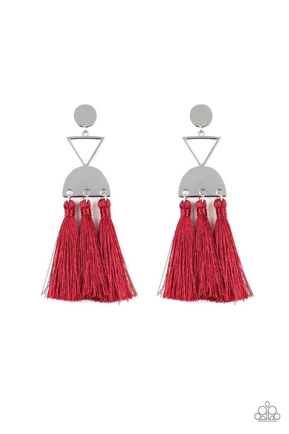 Paparazzi Accessories - Tassel Trippin - Red Earrings - Bling by JessieK