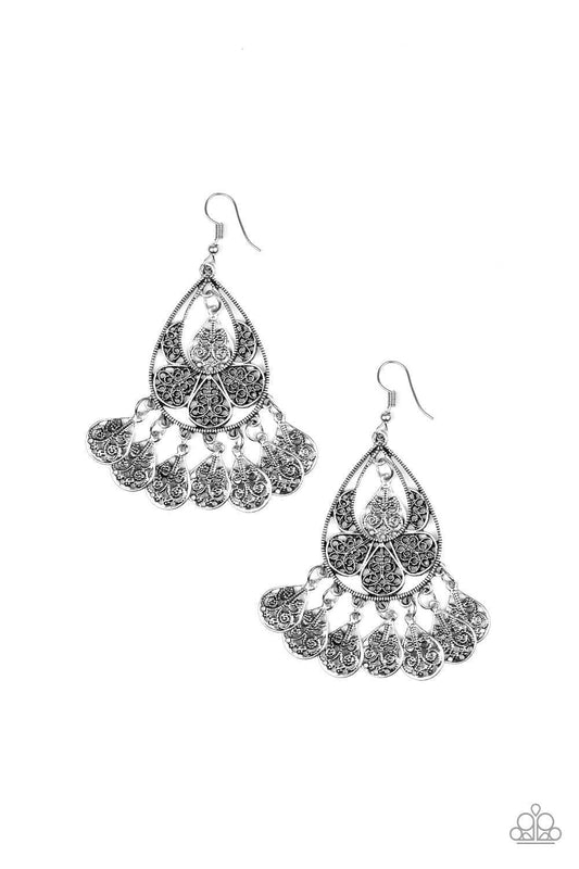 Paparazzi Accessories - Teardrop Tempo - Silver Earrings - Bling by JessieK