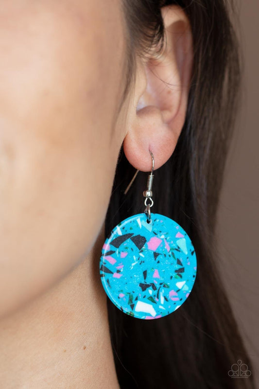 Paparazzi Accessories - Tenaciously Terrazzo - Blue Earrings - Bling by JessieK
