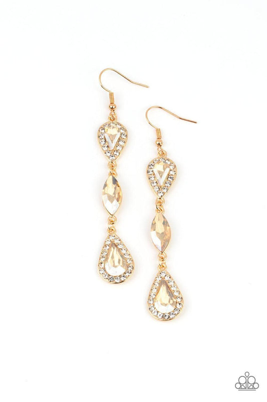 Paparazzi Accessories - Test Of Timeless - Gold Earrings - Bling by JessieK