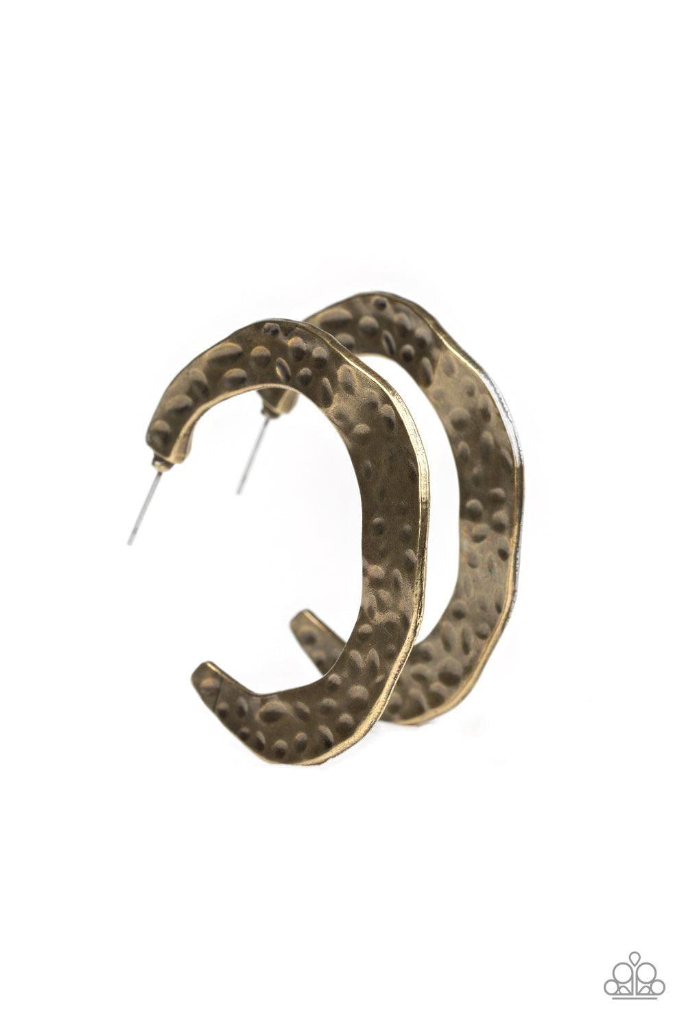 Paparazzi Accessories - The Hoop Up - Brass Hoop Earrings - Bling by JessieK