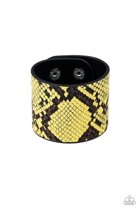 Paparazzi Accessories - The Rest Is Hiss-tory - Yellow Snap Bracelet - Bling by JessieK