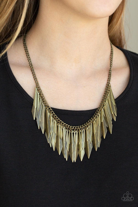 Paparazzi Accessories - The Thrill-seeker - Brass Necklace - Bling by JessieK