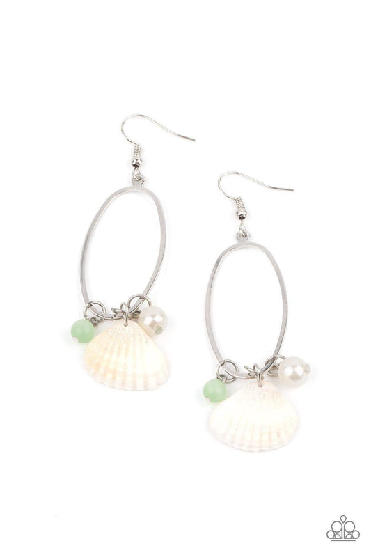 Paparazzi Accessories - This Too Shell Pass - Green Earrings - Bling by JessieK
