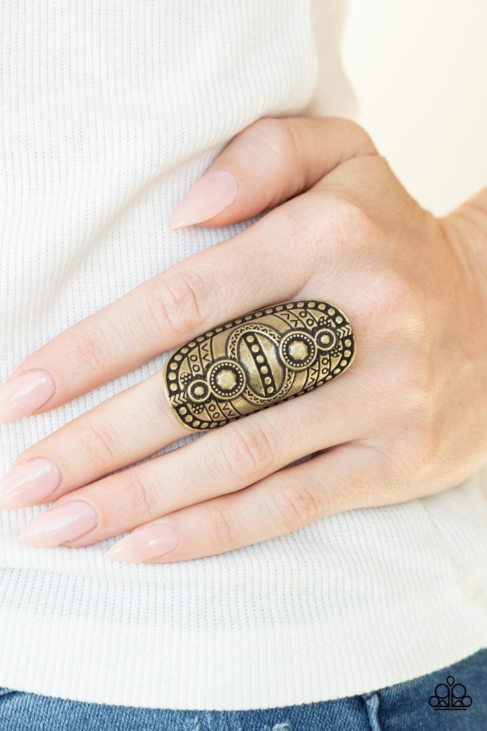 Paparazzi Accessories - Tiki Trail - Brass Ring - Bling by JessieK