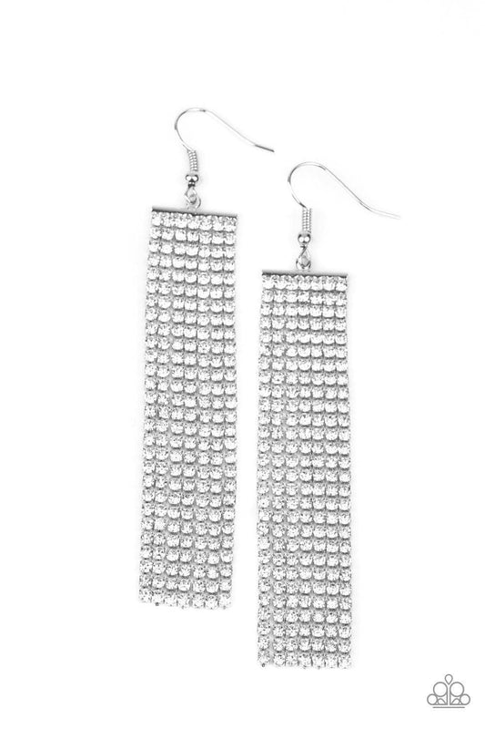 Paparazzi Accessories - Top-down Shimmer - White Earrings - Bling by JessieK