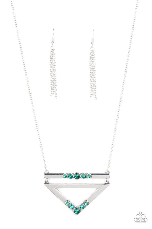 Paparazzi Accessories - Triangulated Twinkle - Green Necklace - Bling by JessieK