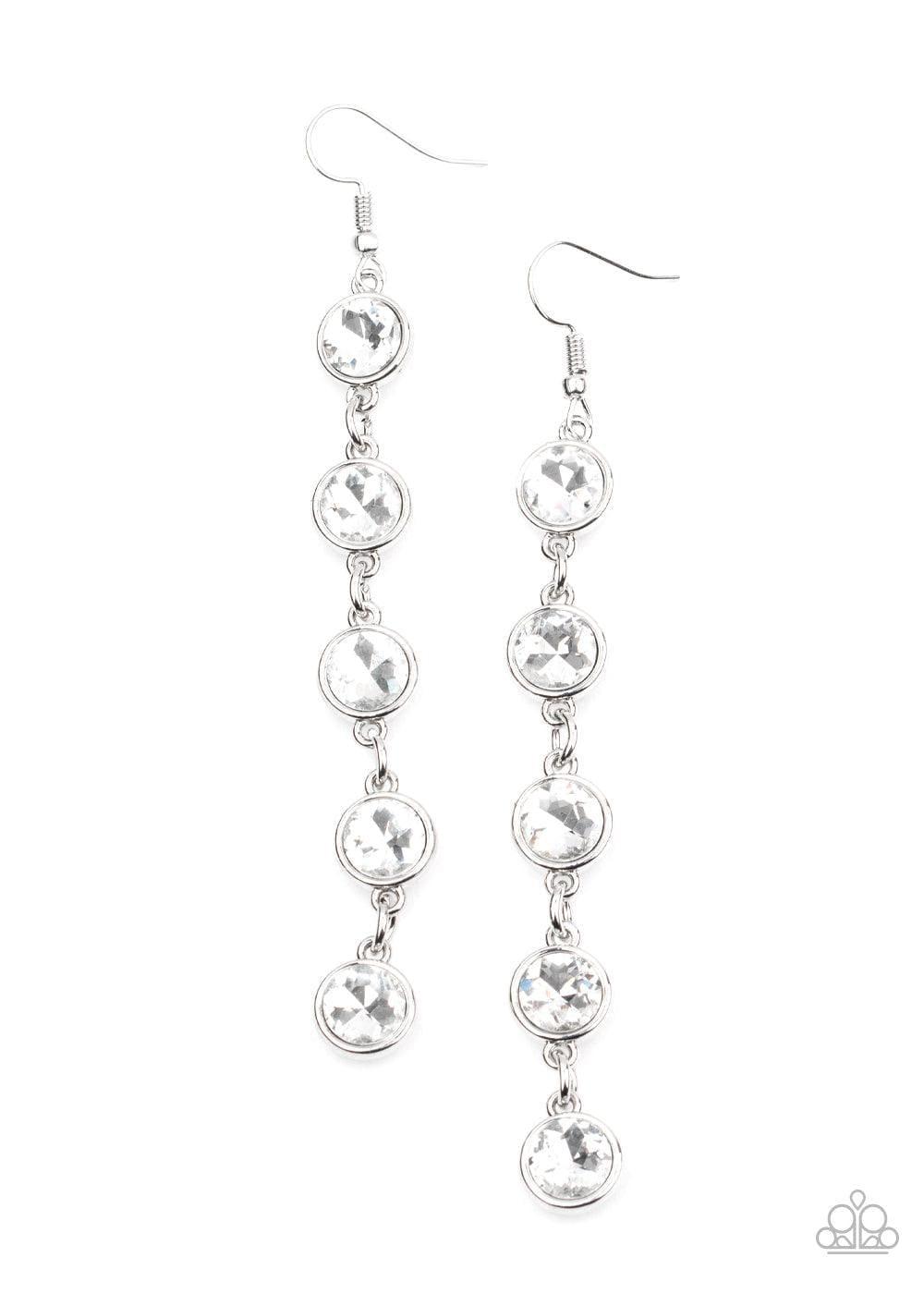 Paparazzi Accessories - Trickle Down Twinkle - White Earrings - Bling by JessieK