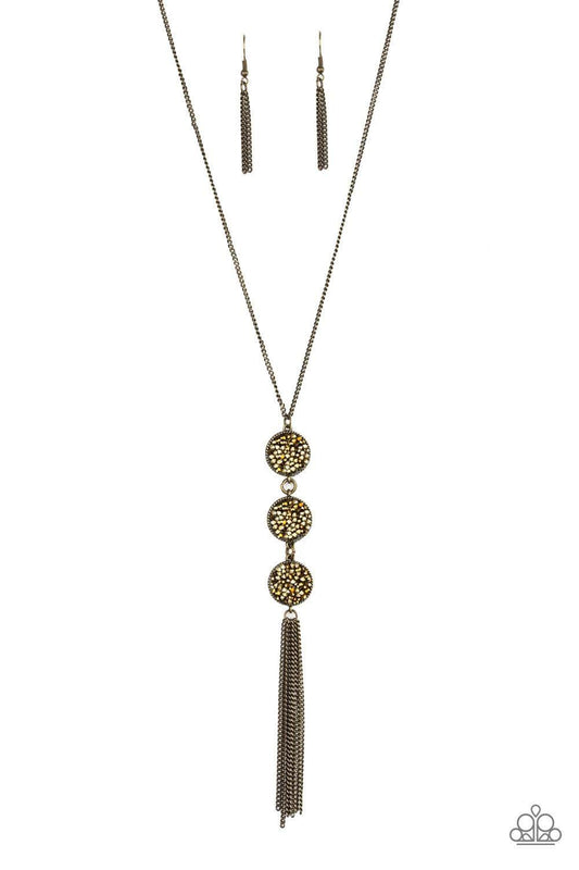Paparazzi Accessories - Triple Shimmer - Brass Necklace - Bling by JessieK