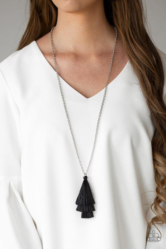 Paparazzi Accessories - Triple The Tassel - Black Necklace - Bling by JessieK