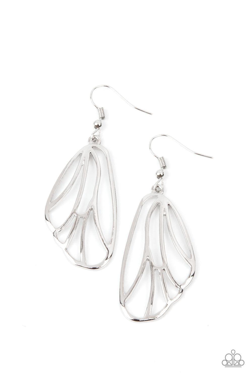Paparazzi Accessories - Turn Into a Butterfly - Silver Earrings - Bling by JessieK