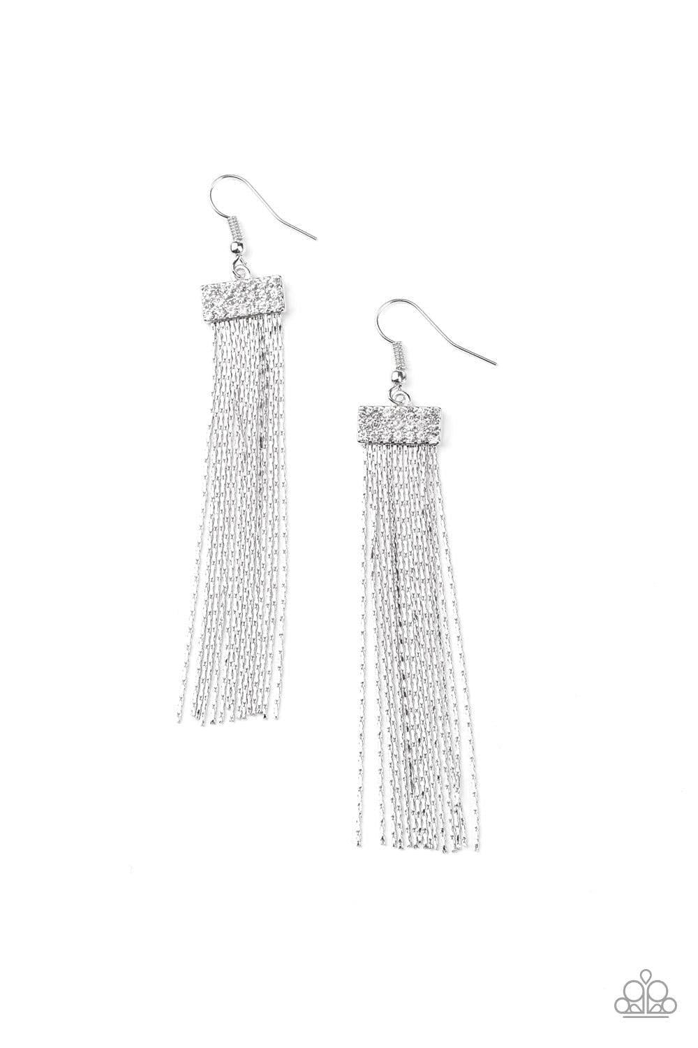 Paparazzi Accessories - Twinkling Tapestry - White Earrings - Bling by JessieK