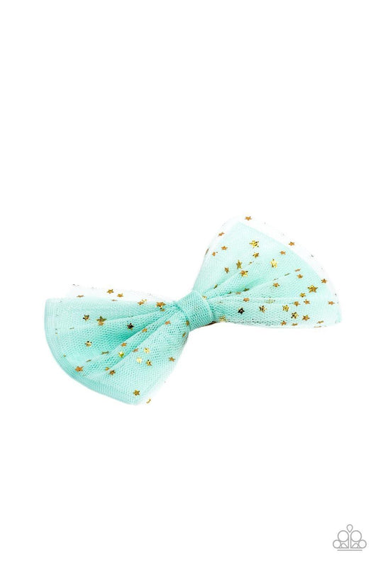 Paparazzi Accessories - Twinkly Tulle - Green Hair Bow - Bling by JessieK