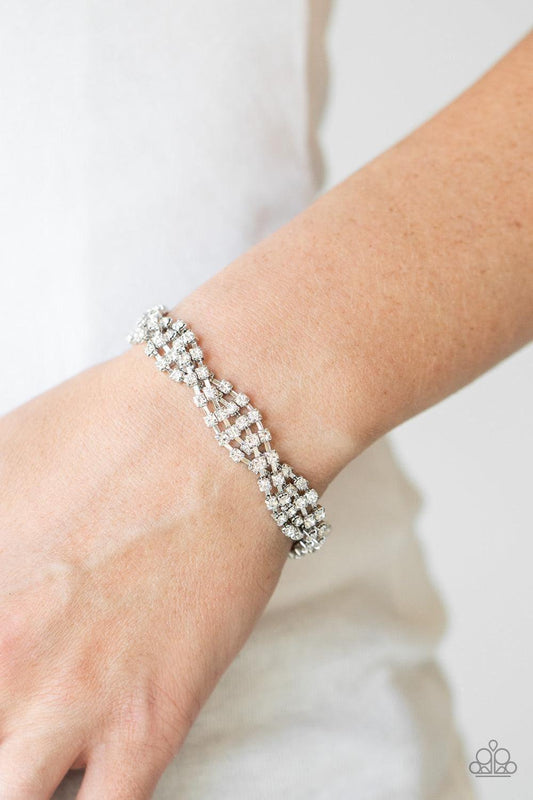 Paparazzi Accessories - Twists And Turns - White Bracelet - Bling by JessieK