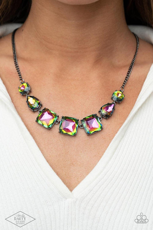 Paparazzi Accessories - Unfiltered Confidence - Multicolor Oil Spill Necklace Life Of The Party Bring Back - Bling by JessieK