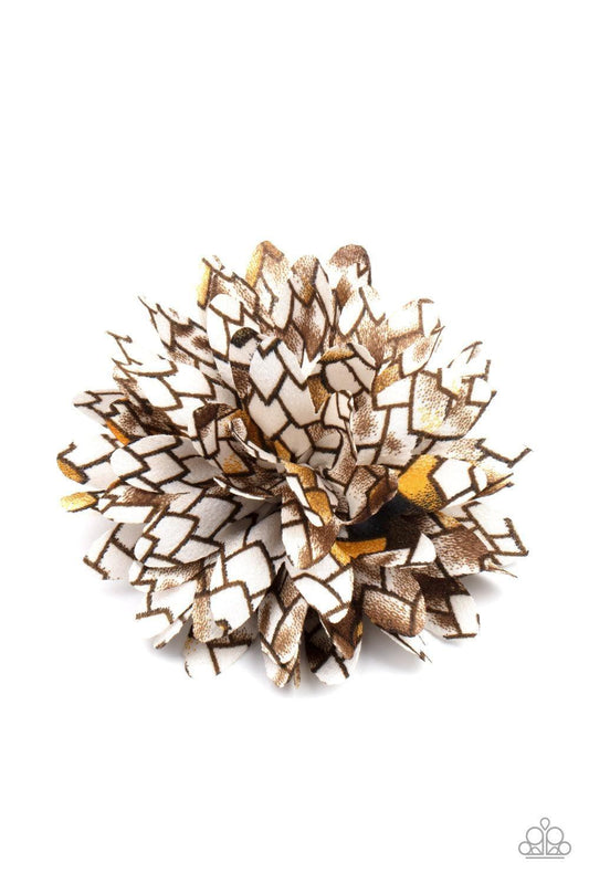 Paparazzi Accessories - Vanguard Gardens - Yellow Hair Clip - Bling by JessieK